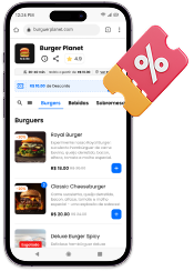 Pantalla de celular mostrando menú digital con descuentos