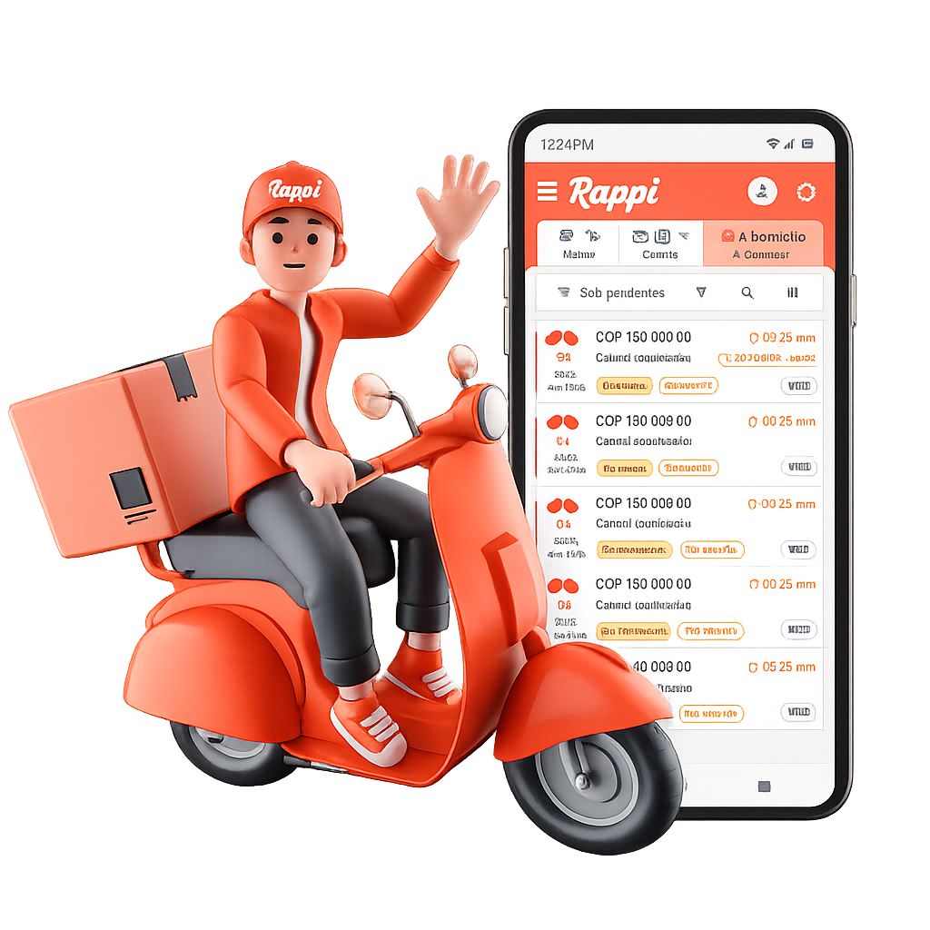 OlaClick - Entregador da rappi com smartphone